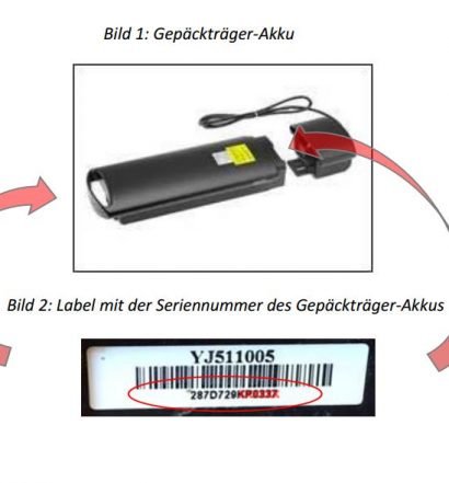 Sunstar Gepäckträger Akku Rückruf
