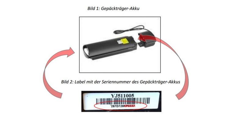 Sunstar Gepäckträger Akku Rückruf