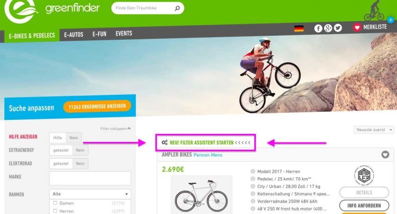 Greenfinder Filter-Assistent