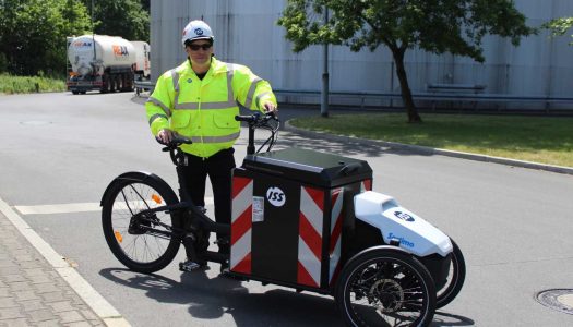 ISS nutzt E-Cargobike für Serviceleistungen bei der Messe Düsseldorf