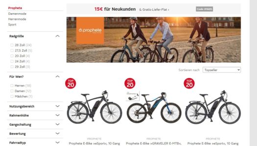 OTTO.de mit TOP20 E-Bike-Aktion nur bis kommenden Dienstag