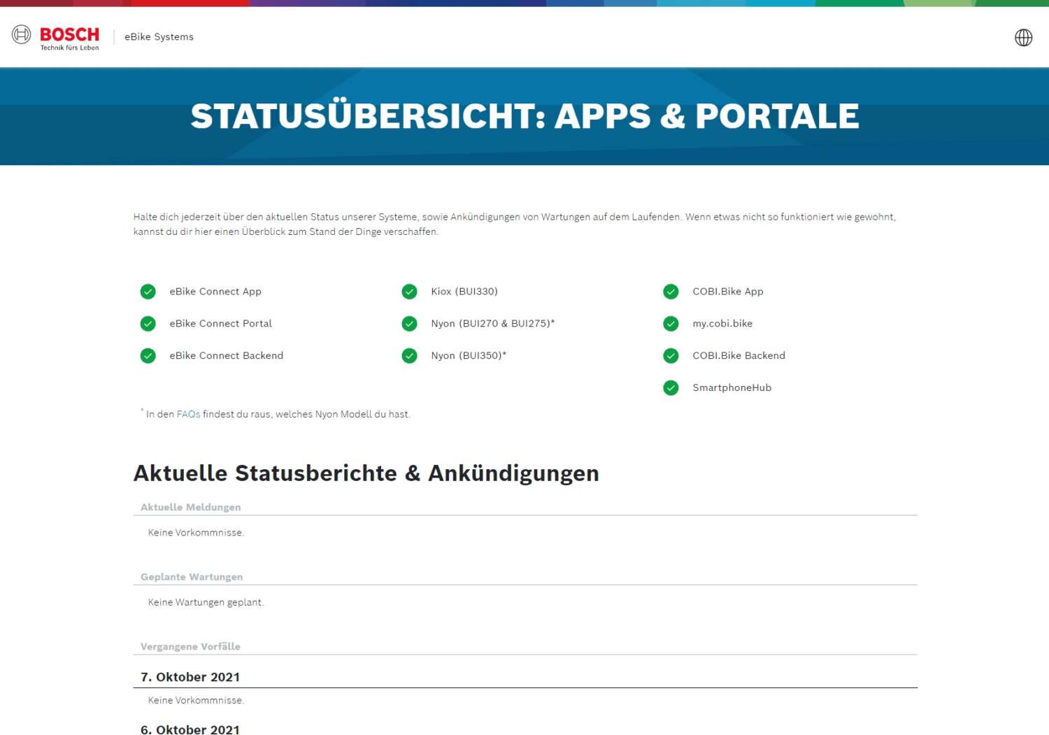 Statusübersicht Bosch eBike Systems