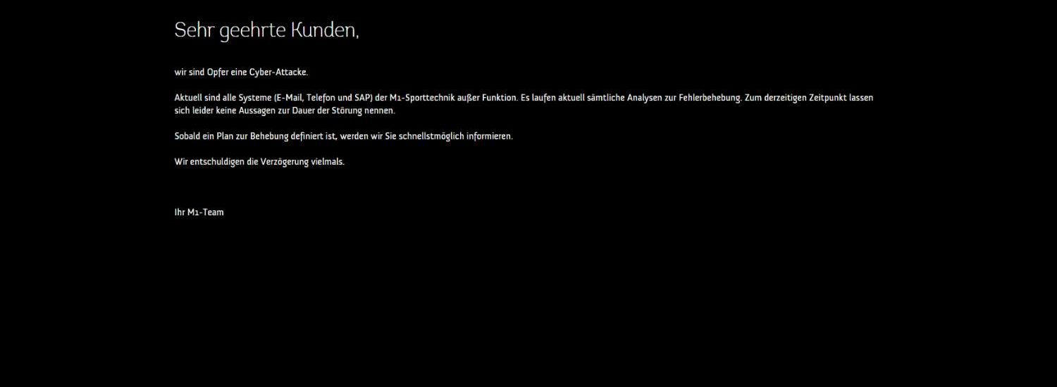 M1 Sporttechnik Cyberattacke 2023