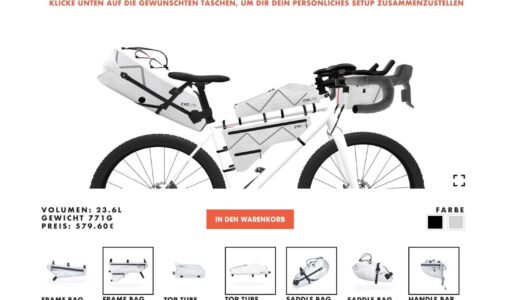 Cyclite stellt den weltweit ersten Konfigurator für Bikepacking-Taschen vor