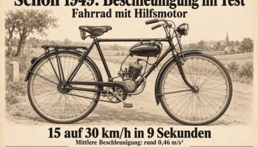 Leistungsdebatte: Beschleunigung von Fahrrädern mit Hilfsmotor schon 1949 untersucht